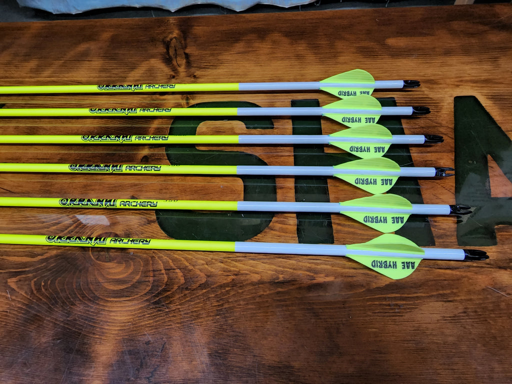 Yellow .204 Arrows 6pk fletched with wraps